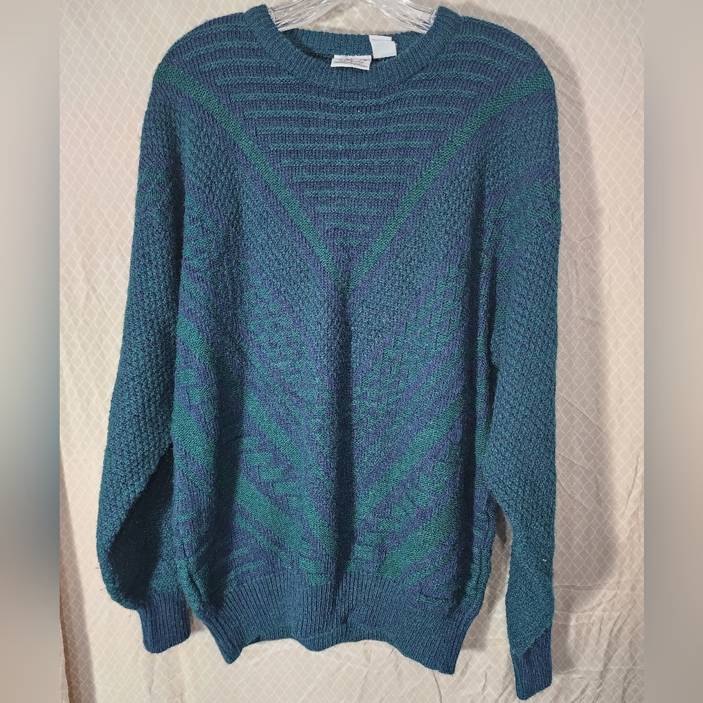 Vintage Giorgio di Firenze Crewneck Sweater Blue/Green Men's Large